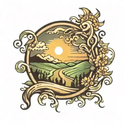 Winding Road And Sun Shining Brightly