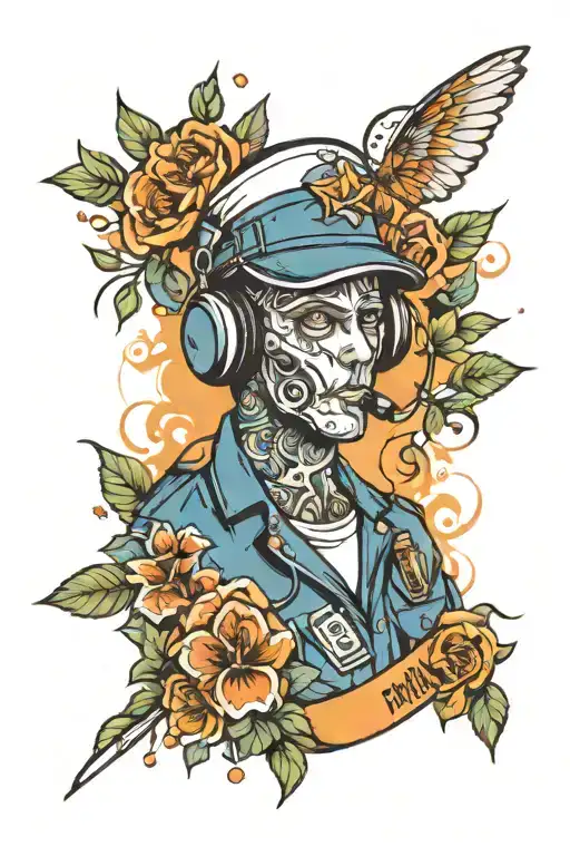Paramedic With Flowers And Music Sleeve