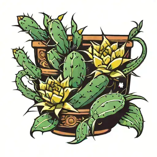 Cactus In A Decorated Pot