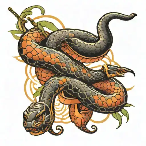 Snake Wrapped Around A Naginata
