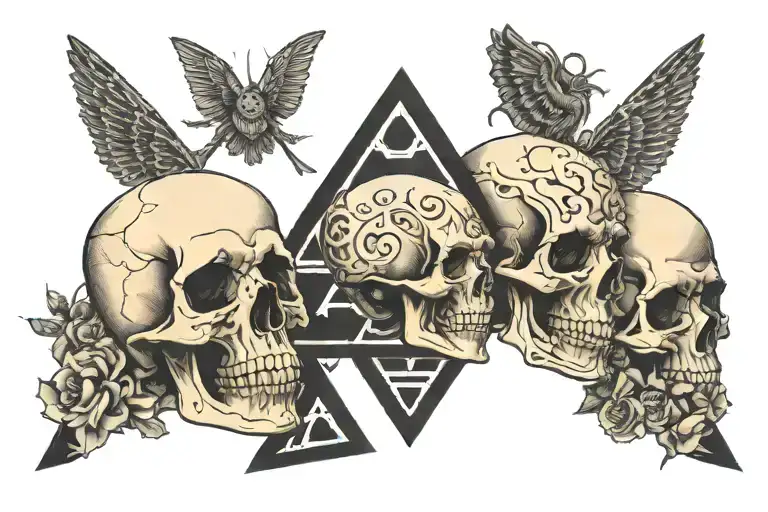 Triangle Skulls With Silgilism And Ancient Goth Greek