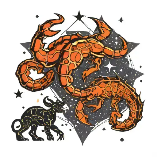Leo And Scorpio Constellation Together Symbolizing