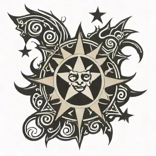 Tribal Sun And 3 Stars Forming The Shape