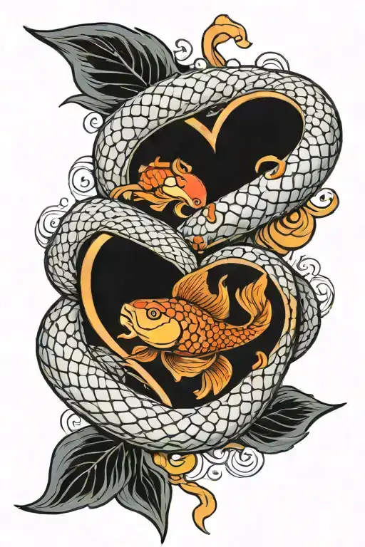 Koi Bull Snake Wrapped Tightly Holding Onto A Heart