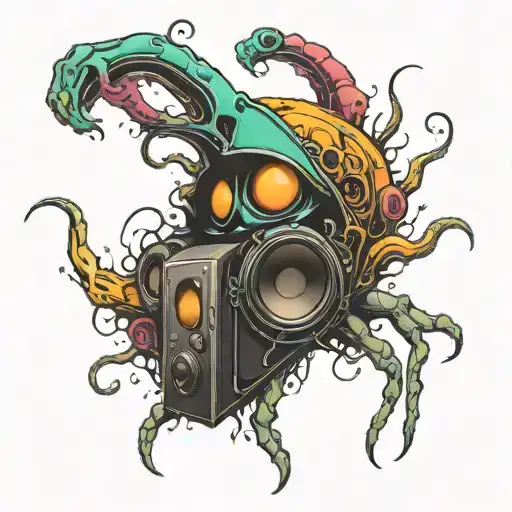 Alien Subwoofer Emitting Vibrant Sound