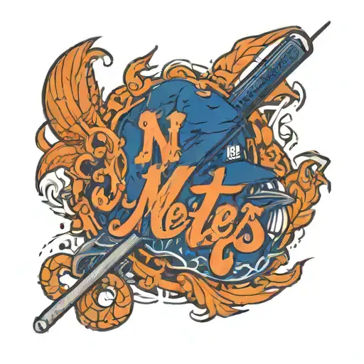 A New York Mets Logo Intertwined With Baseball Stitches