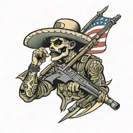 Mexican Soldier With Us Flag