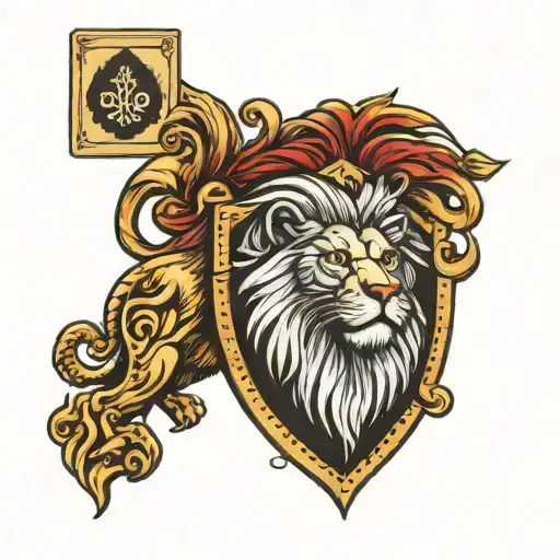 Family Crest Lion With 3 Cards