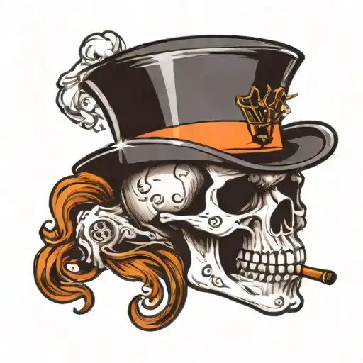 Skull Smoking Cigar Top Hat