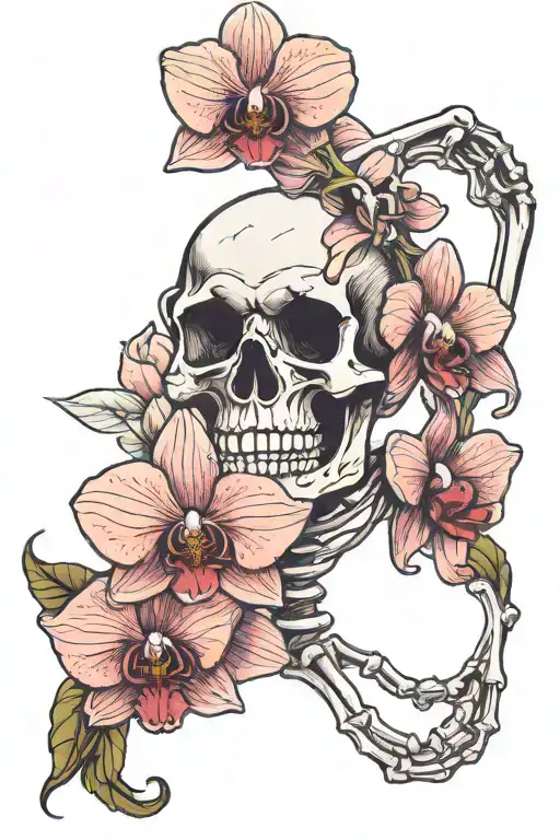 Skeleton Arm Holding Orchid