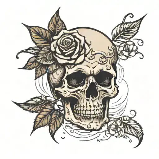 Skull And Roses On Beach Scene