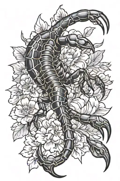 Scorpion Surrounded By Marigold Flowers