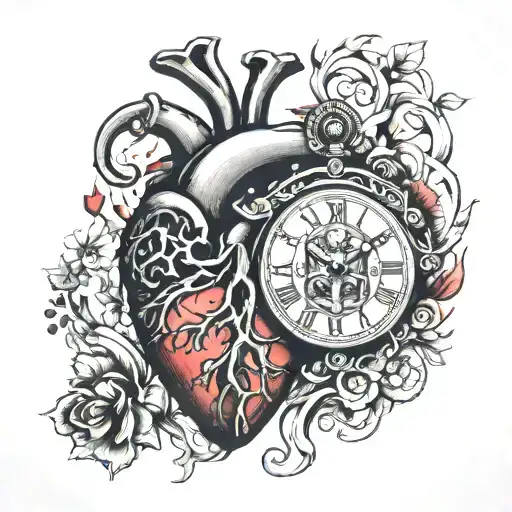 Anatomical Heart And Clock