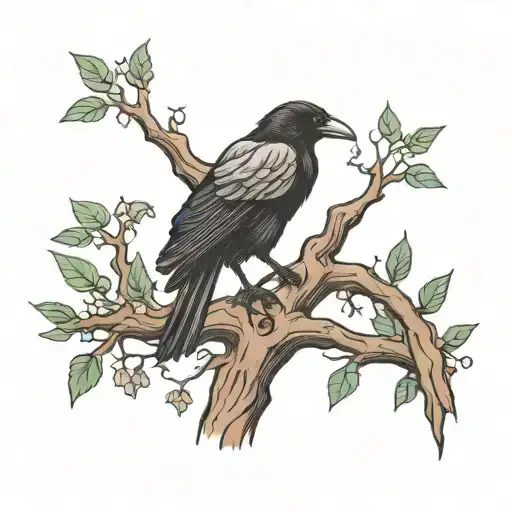 Posion Tree Growing With A Raven Sitting On A Cross