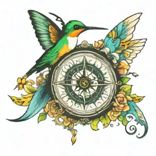 Butterfly Angel Hummingbird Compass Surrounded