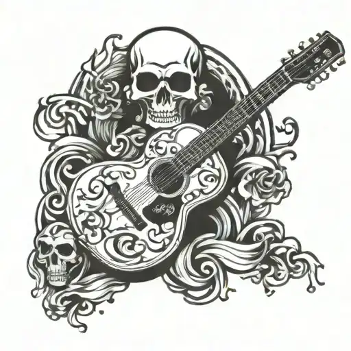 Guitar With Skull Head