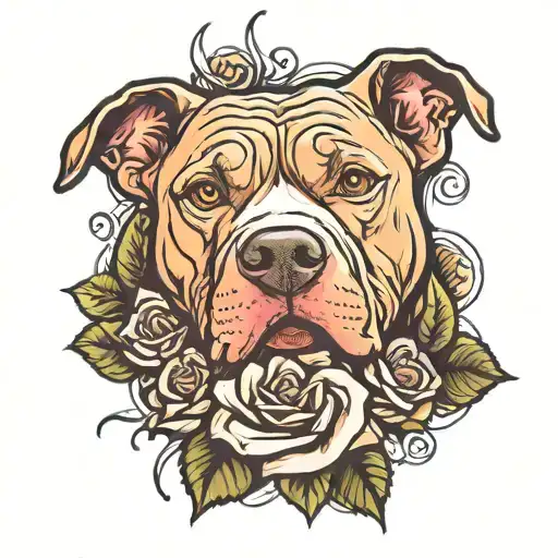 Pit Bull Arm Sleeve With Roses