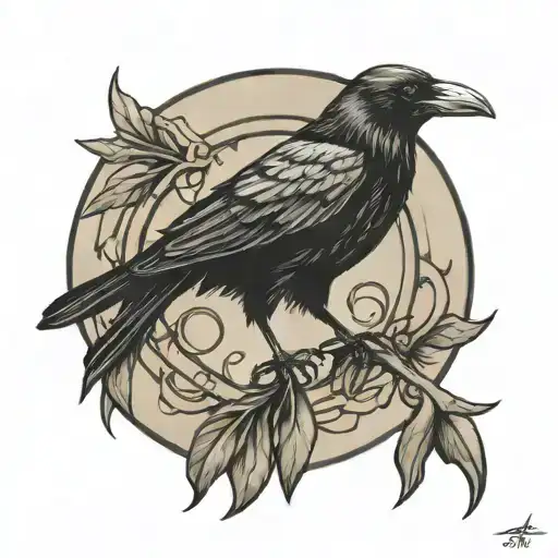 Crow Cross Rune Circle