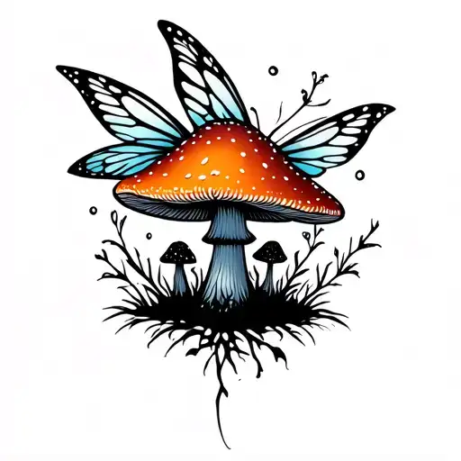 Fairy Silhouette Lying On A Mushroom