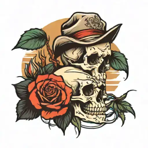 Skull And Rose On Beach Scene