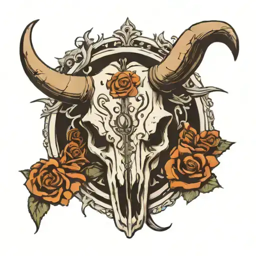 Longhorn Skull With Number 13 As Eyes
