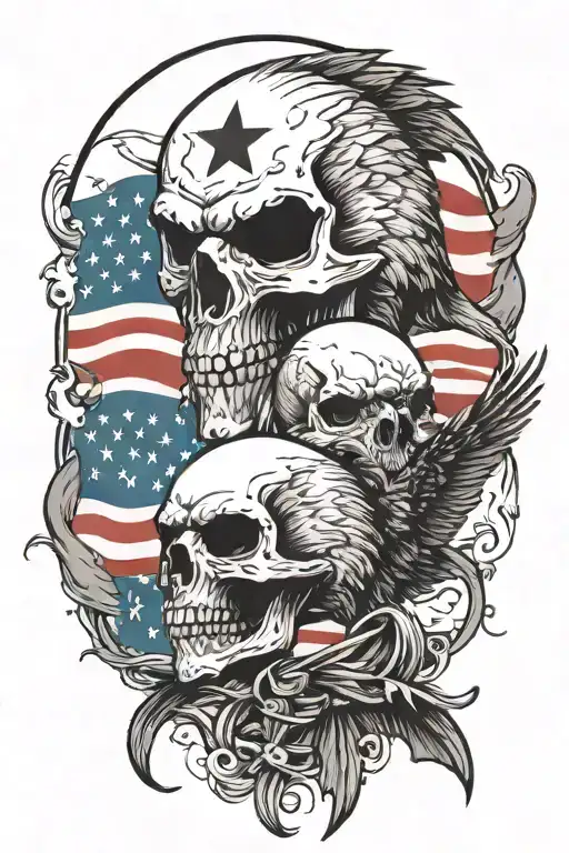Scull And Bald Eagle With An American Flag Morphing