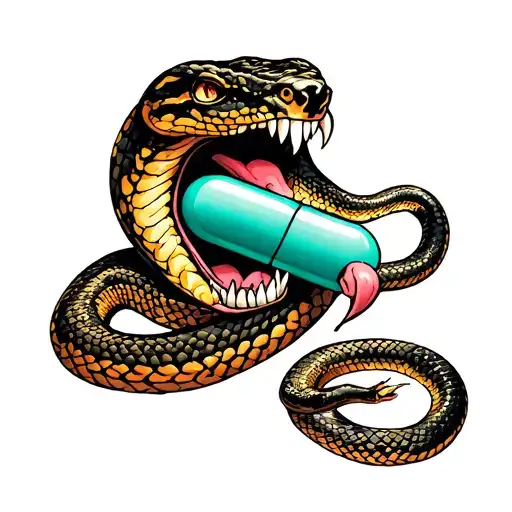 Snake Pill Pot In Mouth
