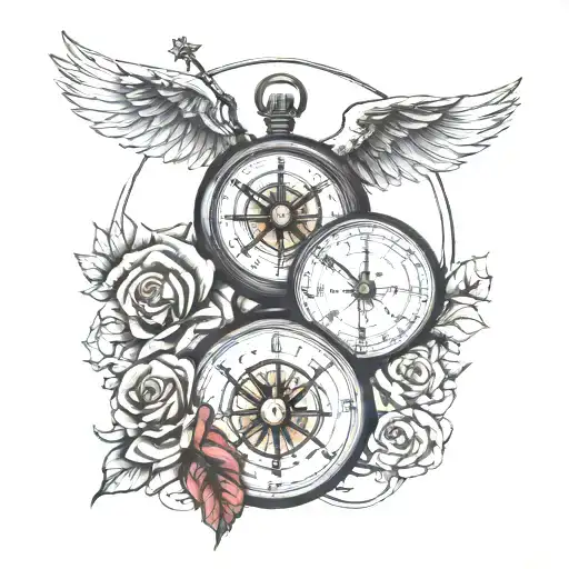 Warrior Above Compass Above Rose Above Pocket Watch