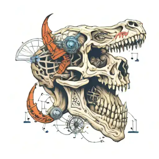 Tyrannosaurus Skull With Physics Formulas Written