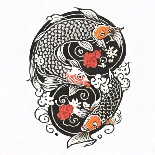 Japanese Carp Fish Yin Yang