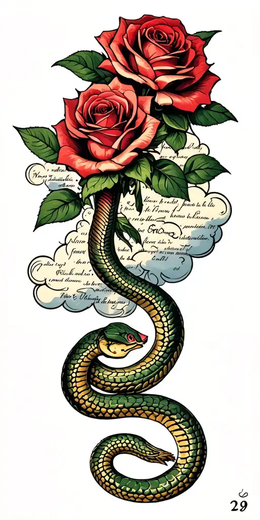 Roses With Snakes With Bible Verses In Clouds With The Number 29
