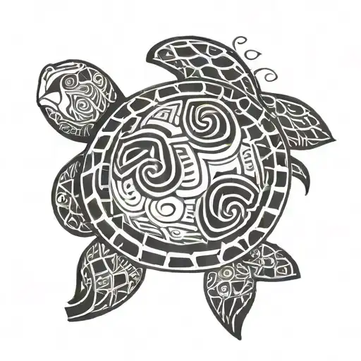 Tribal Turtle Aquarius Black And White