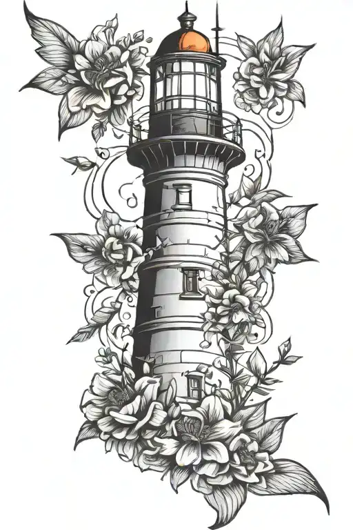 Lighthouse And Flowers For Hip
