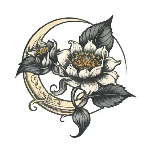 January September October Birth Flower With Crescent Moon