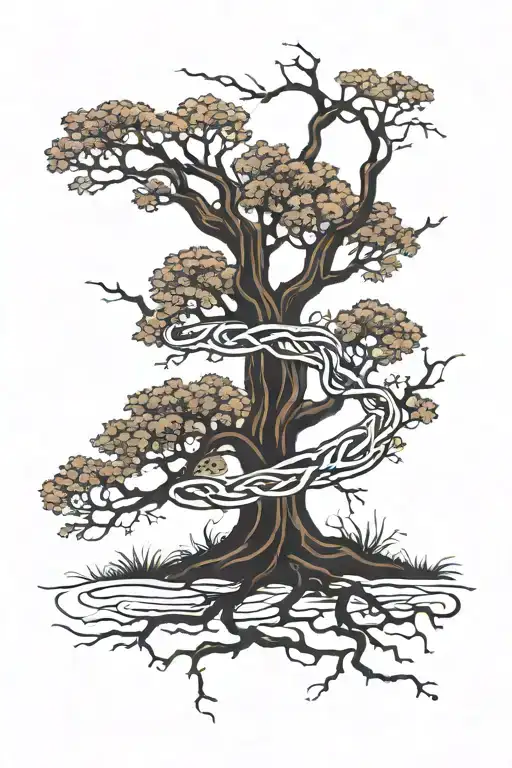 Red Oak Tree Intertwined