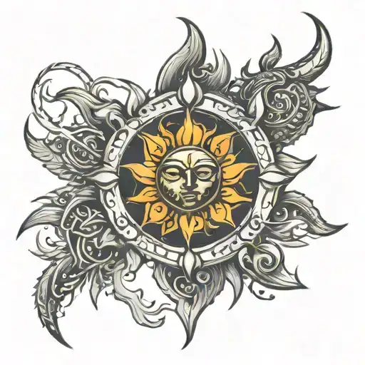 Sun In The Middle With Vajra In Sides