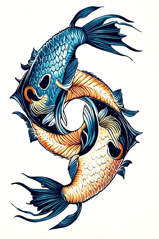 Ying Yang Symbol Made With Barracuda Fishes Swimming