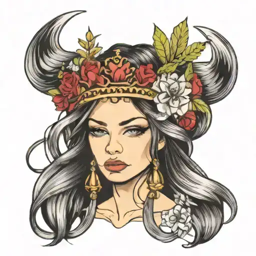 Beautiful Woman With Long Hair Wearing A Crown