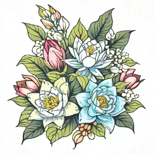 Water Lily Snowdrop And Holly Flower Bouquet