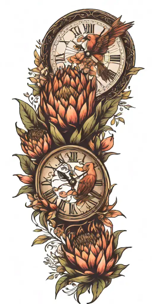 Birds Flowers Protea Clocks Bible