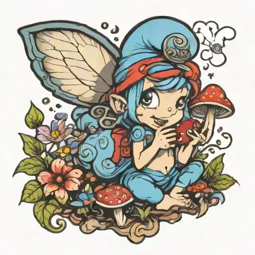 Smurf With A Magic Shroom Garden Fairy