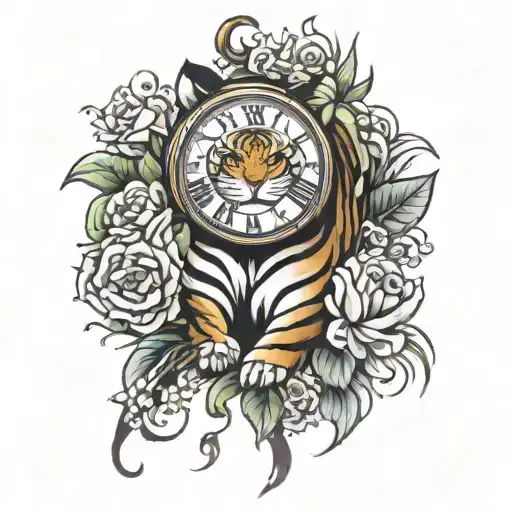 Tiger Clock Flowers