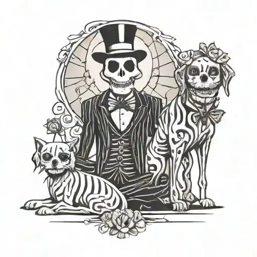 Tim Burtons Jack Skeleton And Dog