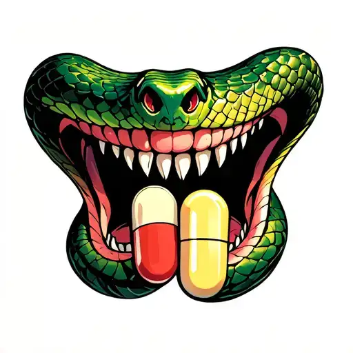 Snake Pills In Mouth