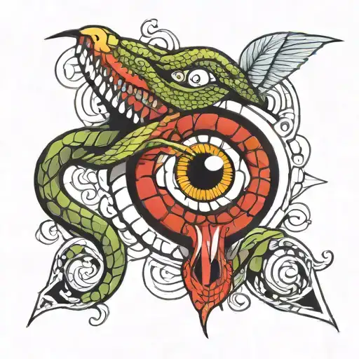 Eye Between A Circled Snake Wrapped