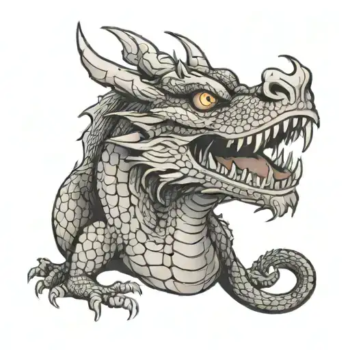Dragon With Open Mouth Looking To The Left