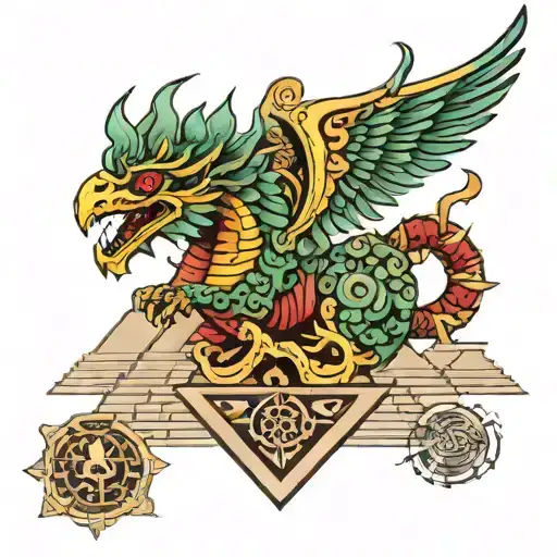 Quetzalcoatl Surrounding The Pyramid Of The Sun Of May
