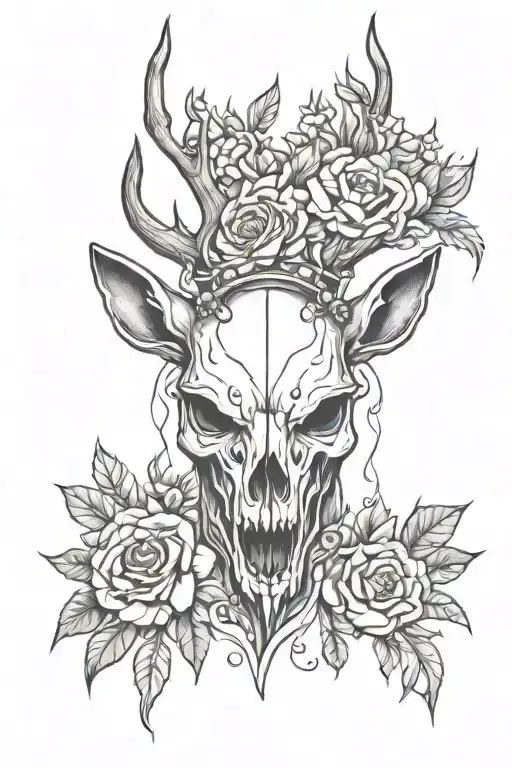 Half Skull Half Deer Head