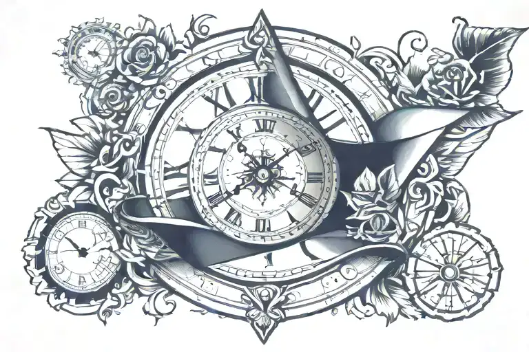 The Clock With Roman Numbers Inside The Triangle Eye Symbol Integrated Surrounded With A Top Hat
