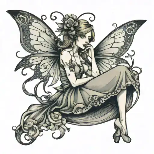 Fairy Faceless Tattoo Design